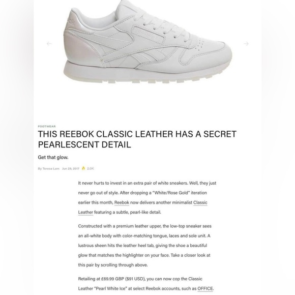 NEW REEBOK CLASSIC LEATHER PEARLESCENT DETA SIZE 7.5 - Picture 4 of 15